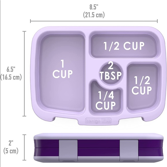 Kids Divided 5 Compartment Leak Proof Bentgo Style Lunch Box Purple Unicorn - Picture 5 of 17